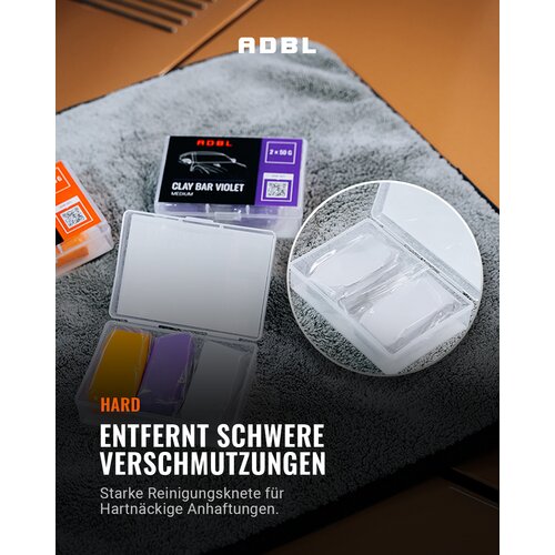 adbl clay bar grey harte reinigungsknete 2x50g