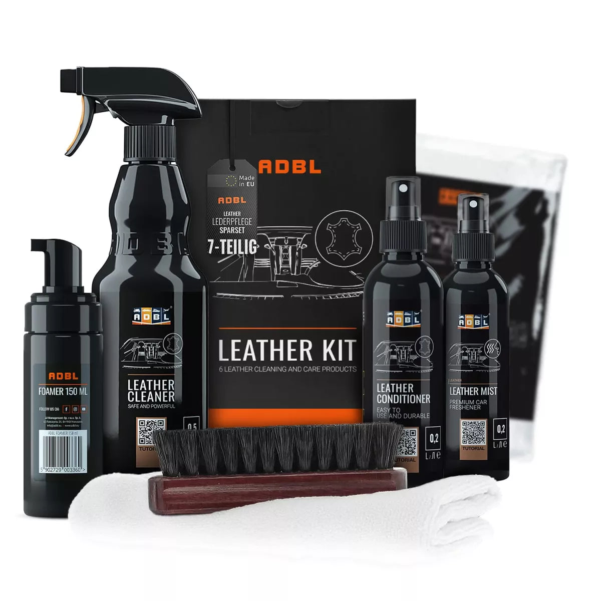 ADBL Leather Kit Komplettset für Lederpflege mit Reiniger, Conditioner und Zubehör