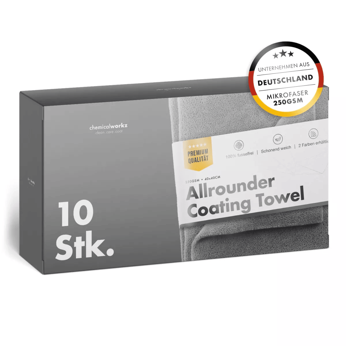 chemicalworkz Allrounder Coating Towel 250GSM Grau Versiegelungstuch 40×40cm 10Stk.