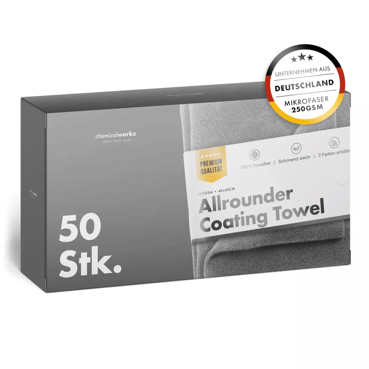 chemicalworkz Allrounder Coating Towel 250GSM Grau Versiegelungstuch 40×40cm 50Stk.