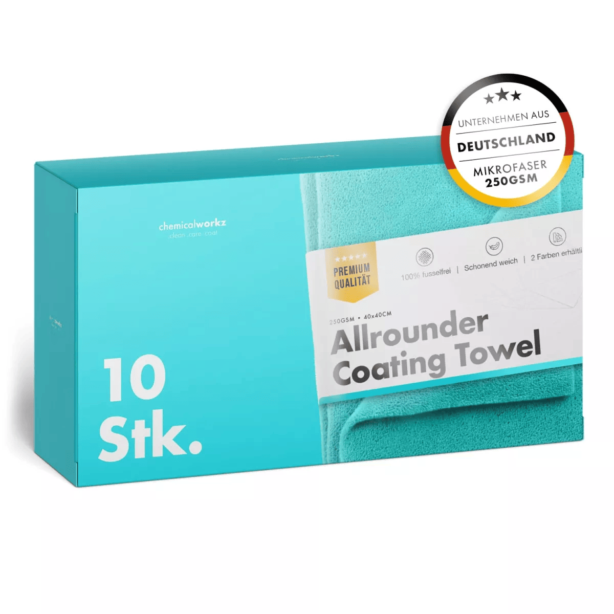 chemicalworkz Allrounder Coating Towel 250GSM Türkis Versiegelungstuch 40×40cm 10Stk.