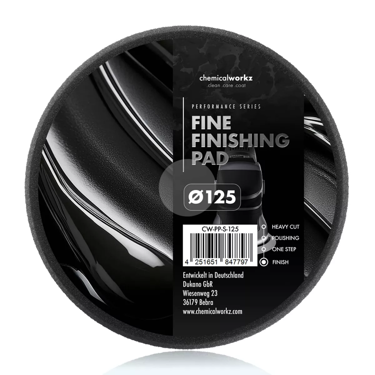 chemicalworkz Fine Finishing Performance Pad 125 mm – weiches Finish-Polierpad für Hochglanzlacke