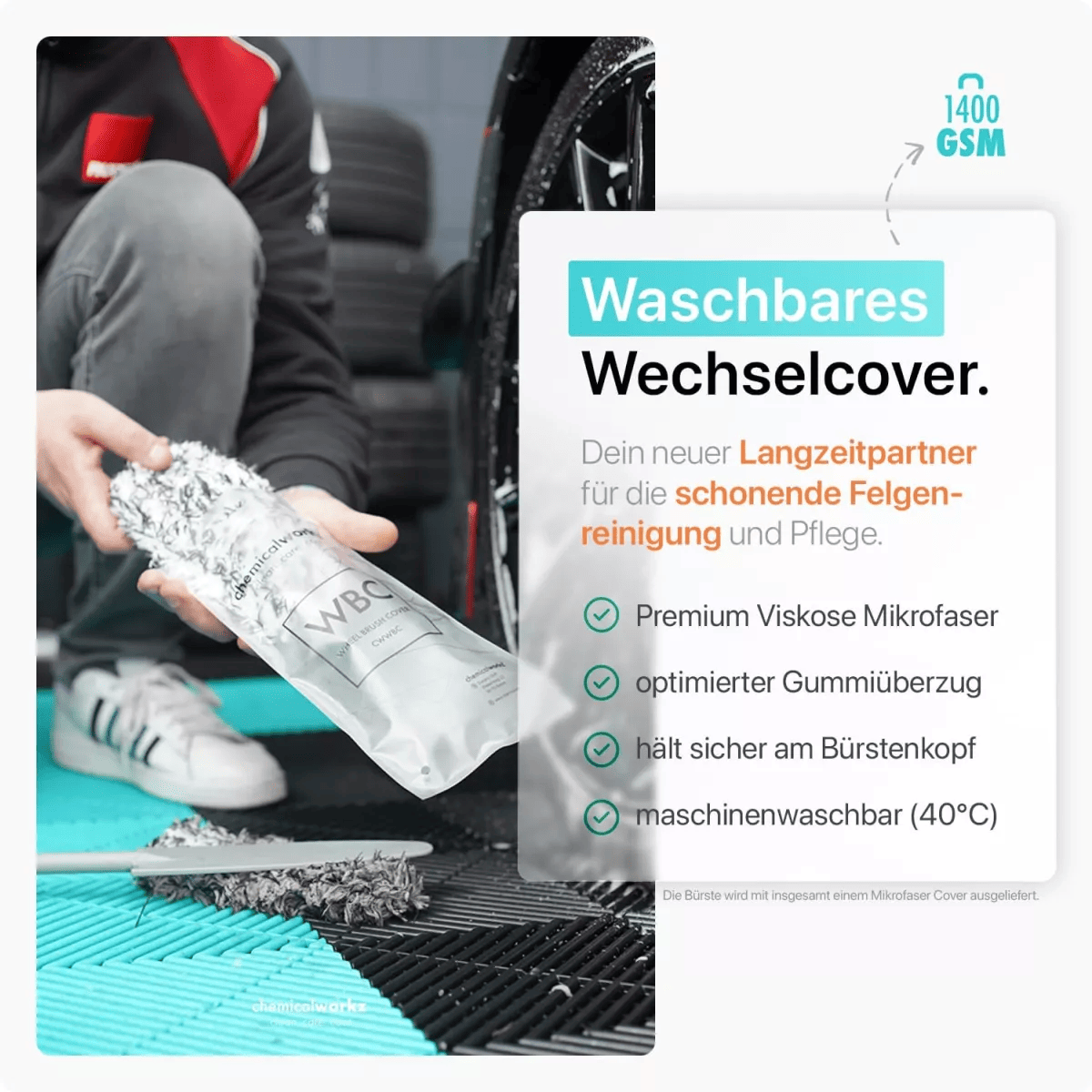 chemicalworkz Flat Wheel Brush Small Mikrofaser Felgenbürste