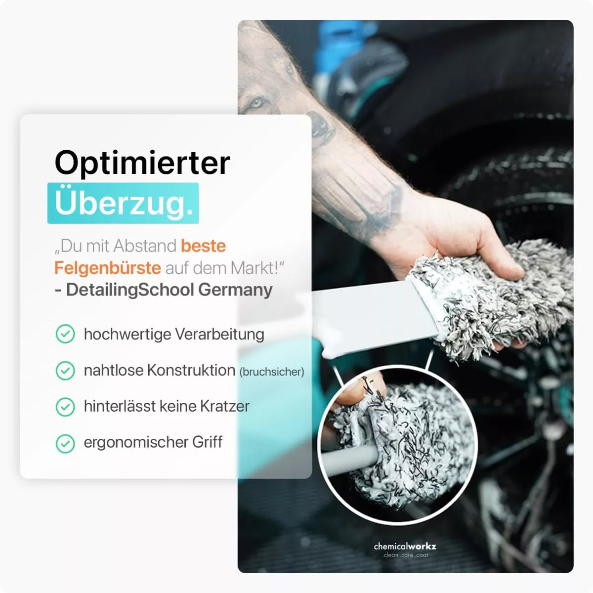 chemicalworkz Flat Wheel Brush Cover Mikrofaser Wechselbezug