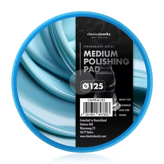 chemicalworkz Medium Polishing Performance Pad – blaues Polierpad 125 mm für feine Lackkorrektur