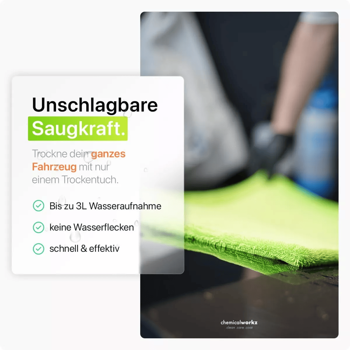 chemicalworkz Shark Twisted Loop Towel 1400GSM Grün Trockentuch 80x50cm