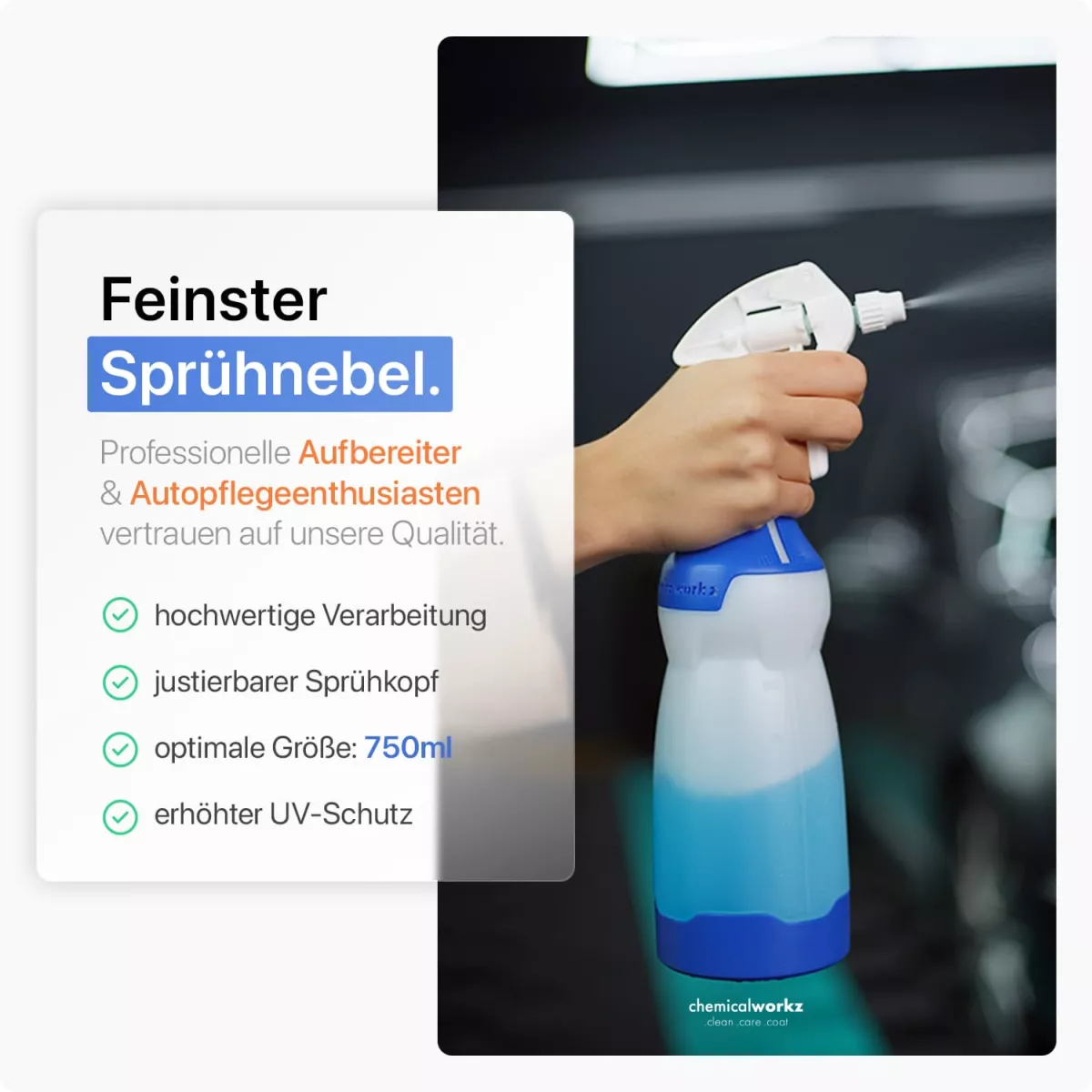 chemicalworkz Sprühflasche Blau mit Premium Trigger 750ml