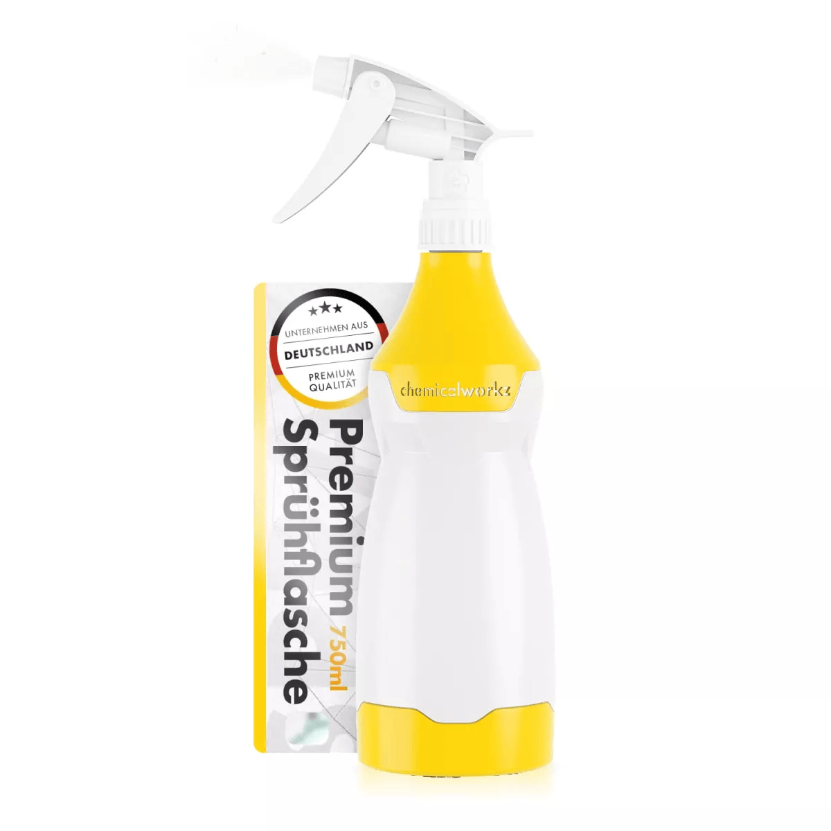 chemicalworkz Sprühflasche 750ml Gelb mit Skala und Premium Sprühkopf für Autopflege und Haushalt