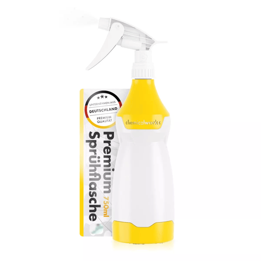 chemicalworkz Sprühflasche 750ml Gelb mit Skala und Premium Sprühkopf für Autopflege und Haushalt