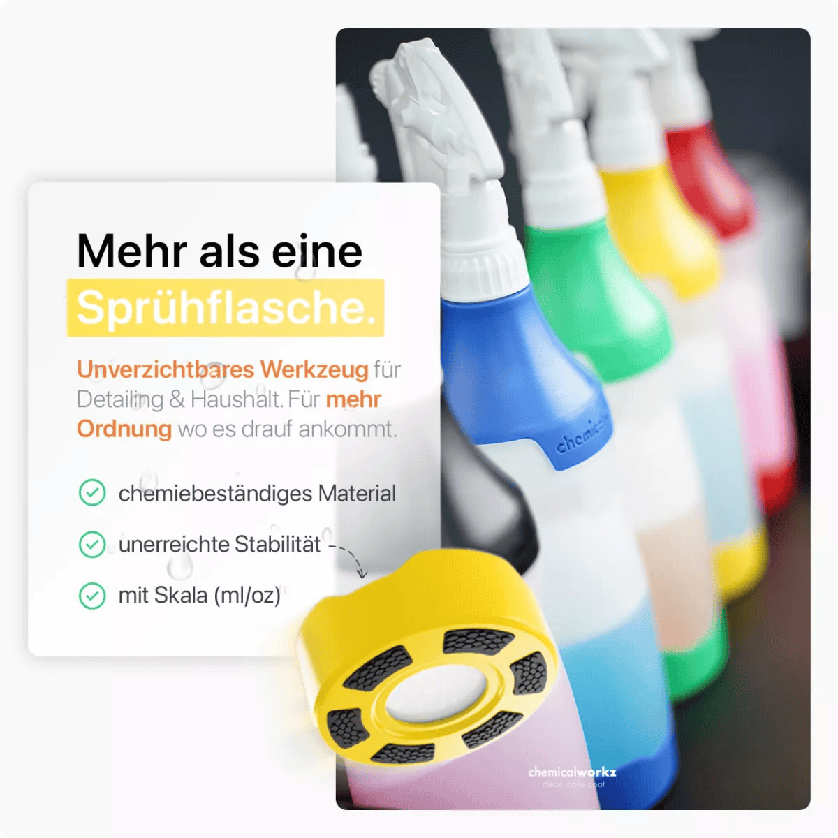 chemicalworkz Sprühflasche Gelb mit Premium Trigger 750ml