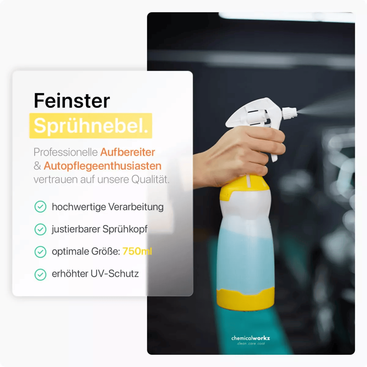 chemicalworkz Sprühflasche Gelb mit Premium Trigger 750ml
