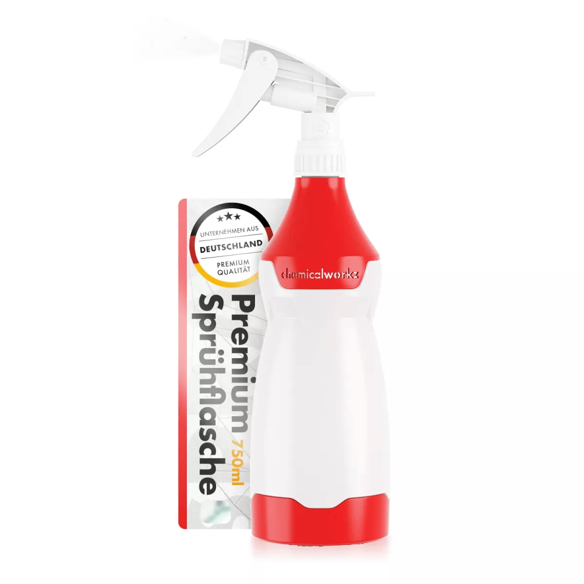chemicalworkz Sprühflasche 750ml Rot mit Skala und verstellbarem Sprühkopf für Detailing