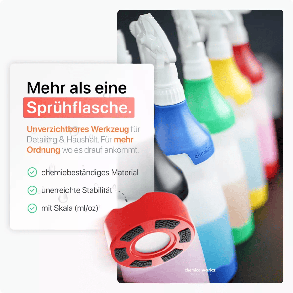 chemicalworkz Sprühflasche Rot mit Premium Trigger 750ml