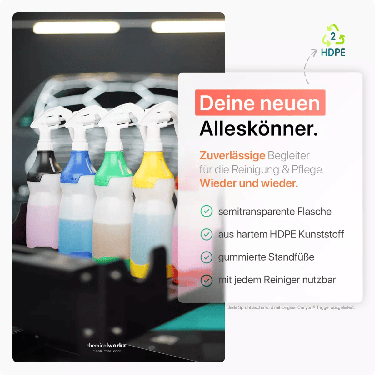 chemicalworkz Sprühflasche Rot mit Premium Trigger 750ml