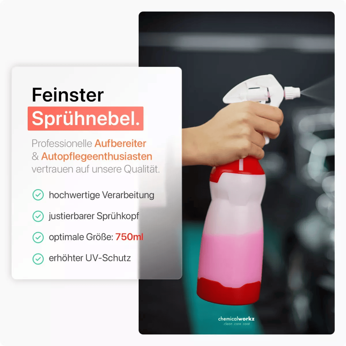 chemicalworkz Sprühflasche Rot mit Premium Trigger 750ml