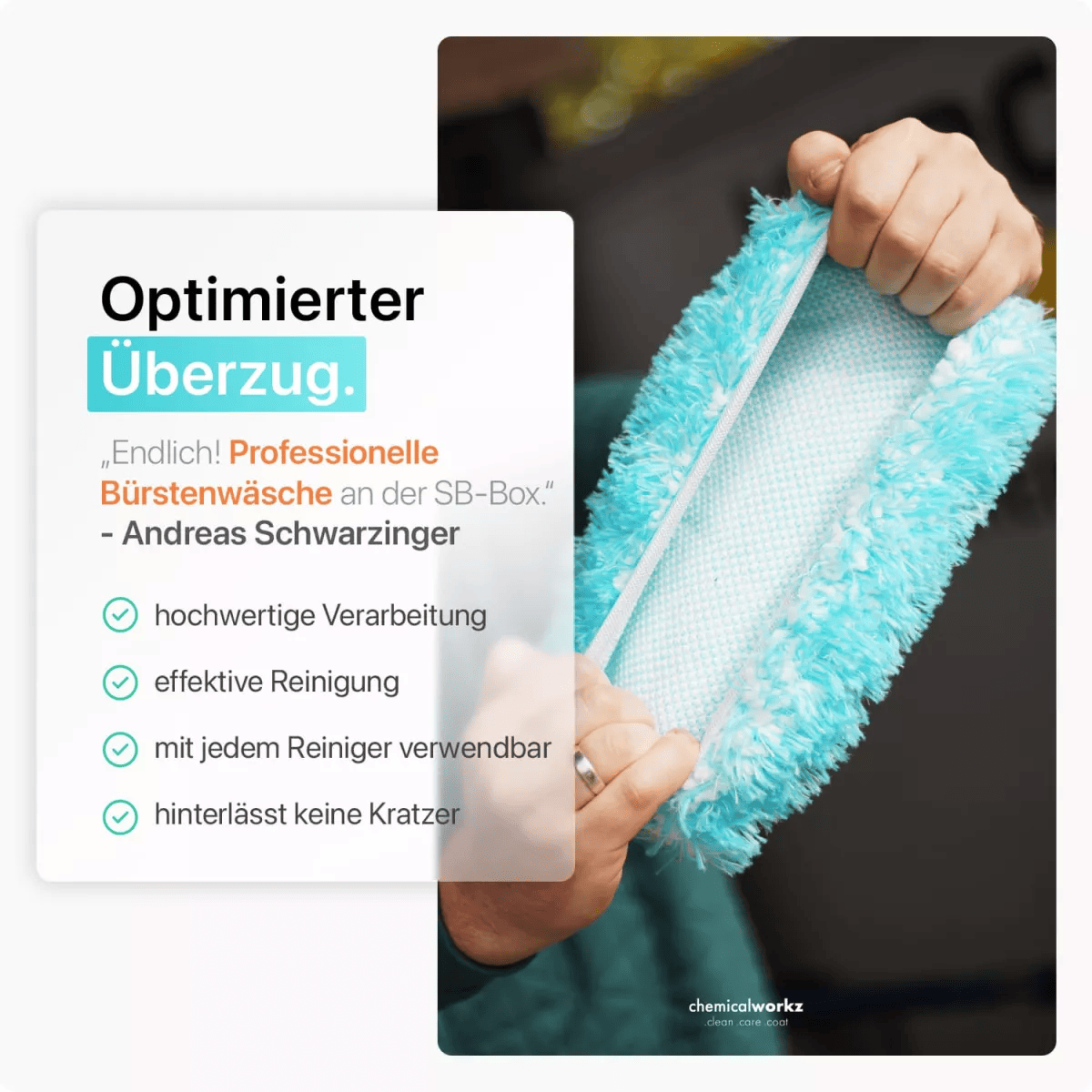 chemicalworkz Wash Brush Cover V2 1400GSM Türkis 17×25cm
