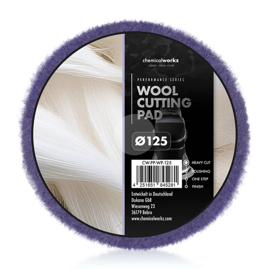 chemicalworkz Wool Cutting Performance Pad 125 mm – Polierpad mit Lammwolle für professionelle Fahrzeugaufbereitung