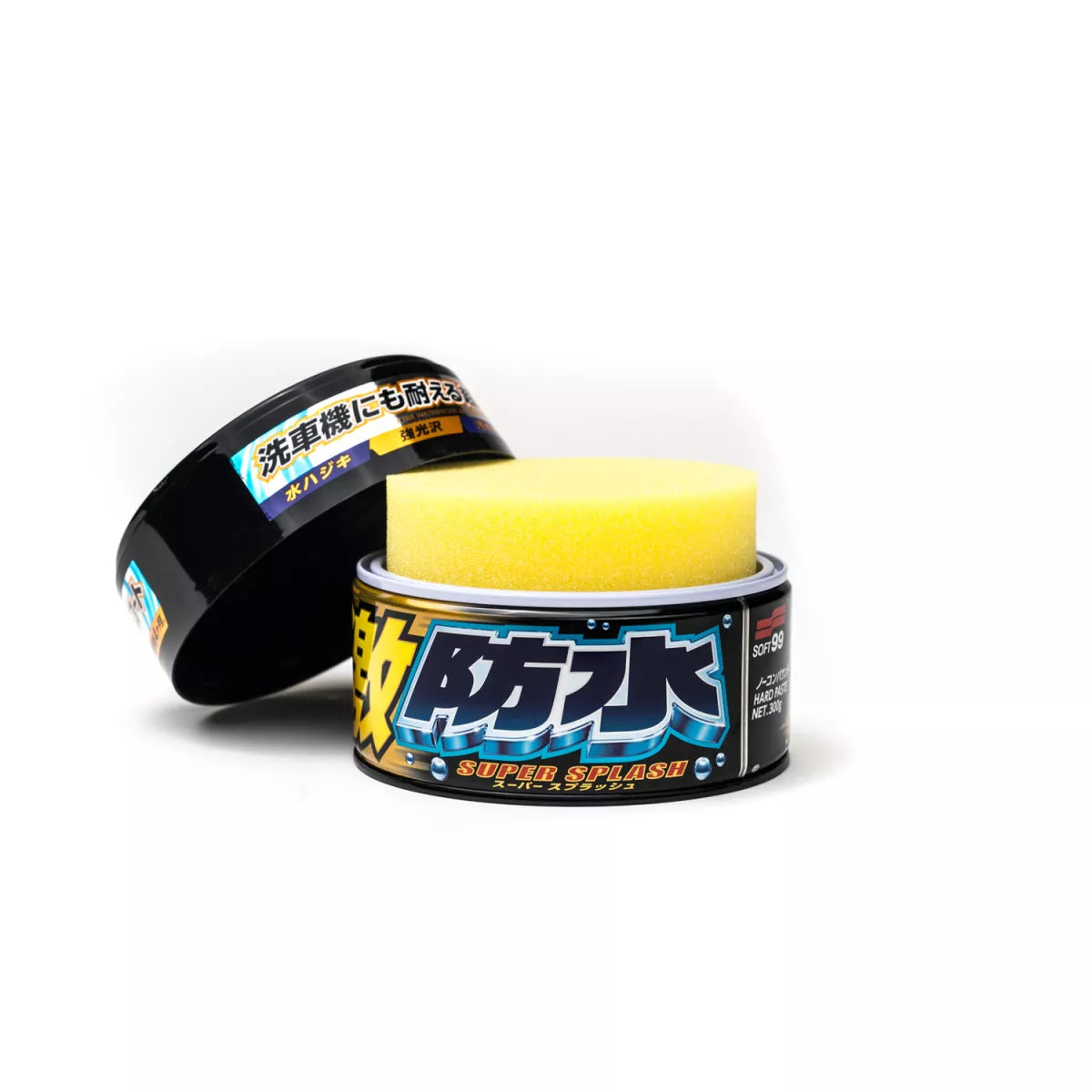 Soft99 Water Block "Super Splash" Autowachs-Dose mit Schwamm – Wachs für Wasserabperleffekt und Glanz auf dunklen Fahrzeugen