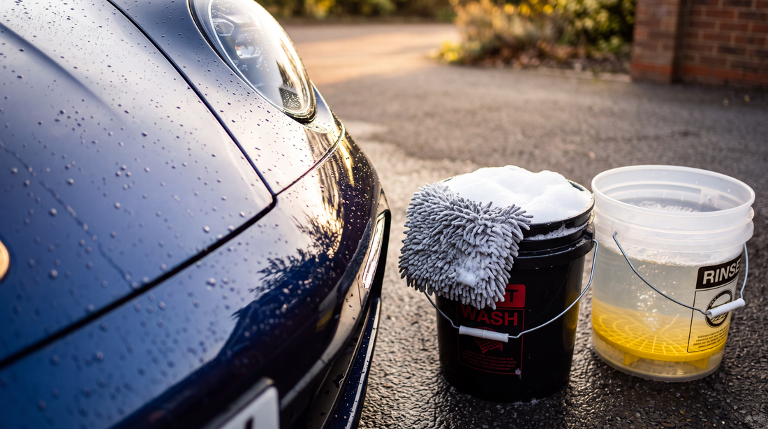 Zwei- Eimer- Methode beim Autowaschen mit Grit Guard