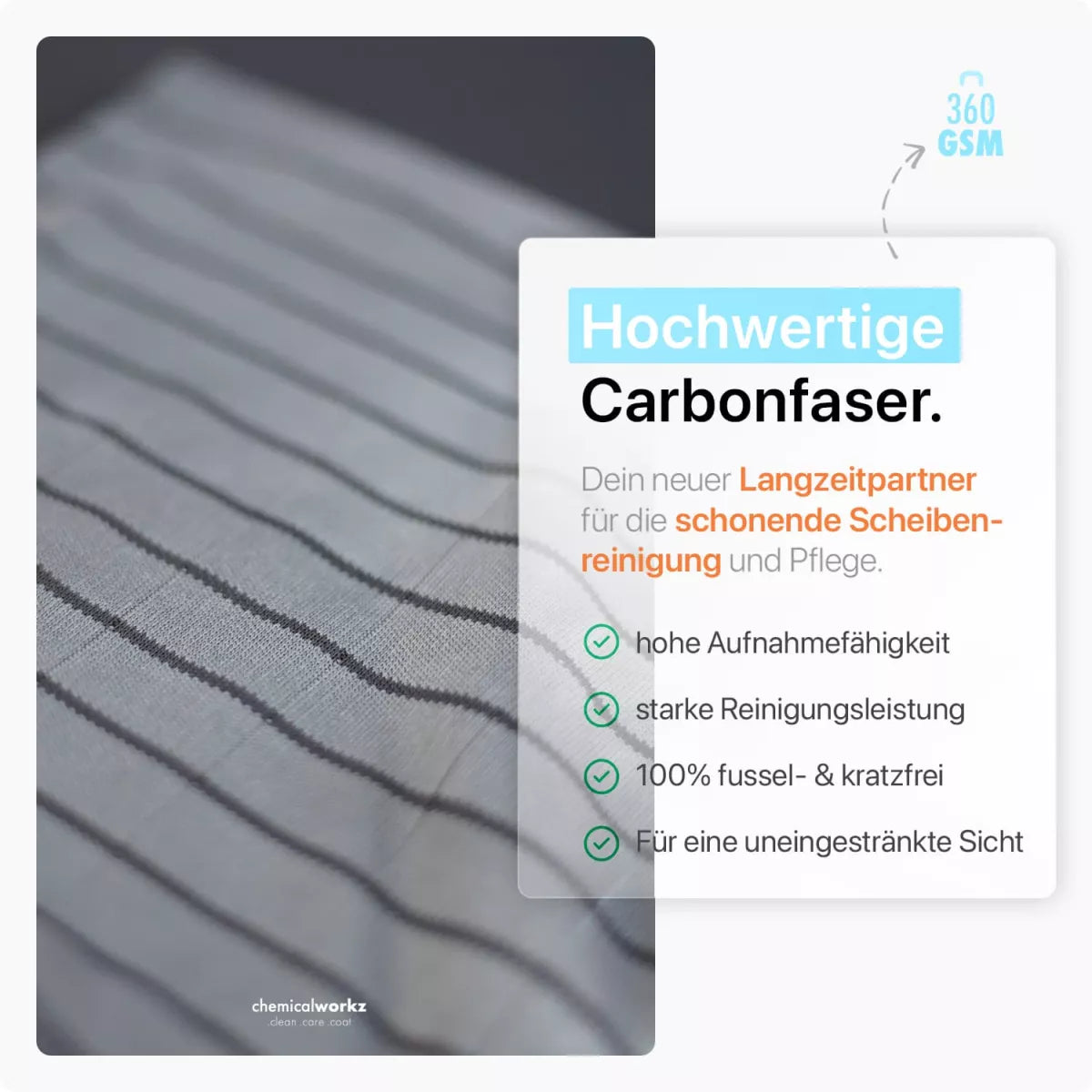 Fünfteiliges Carbon Fiber Glass Towel Set von ChemicalWorkz