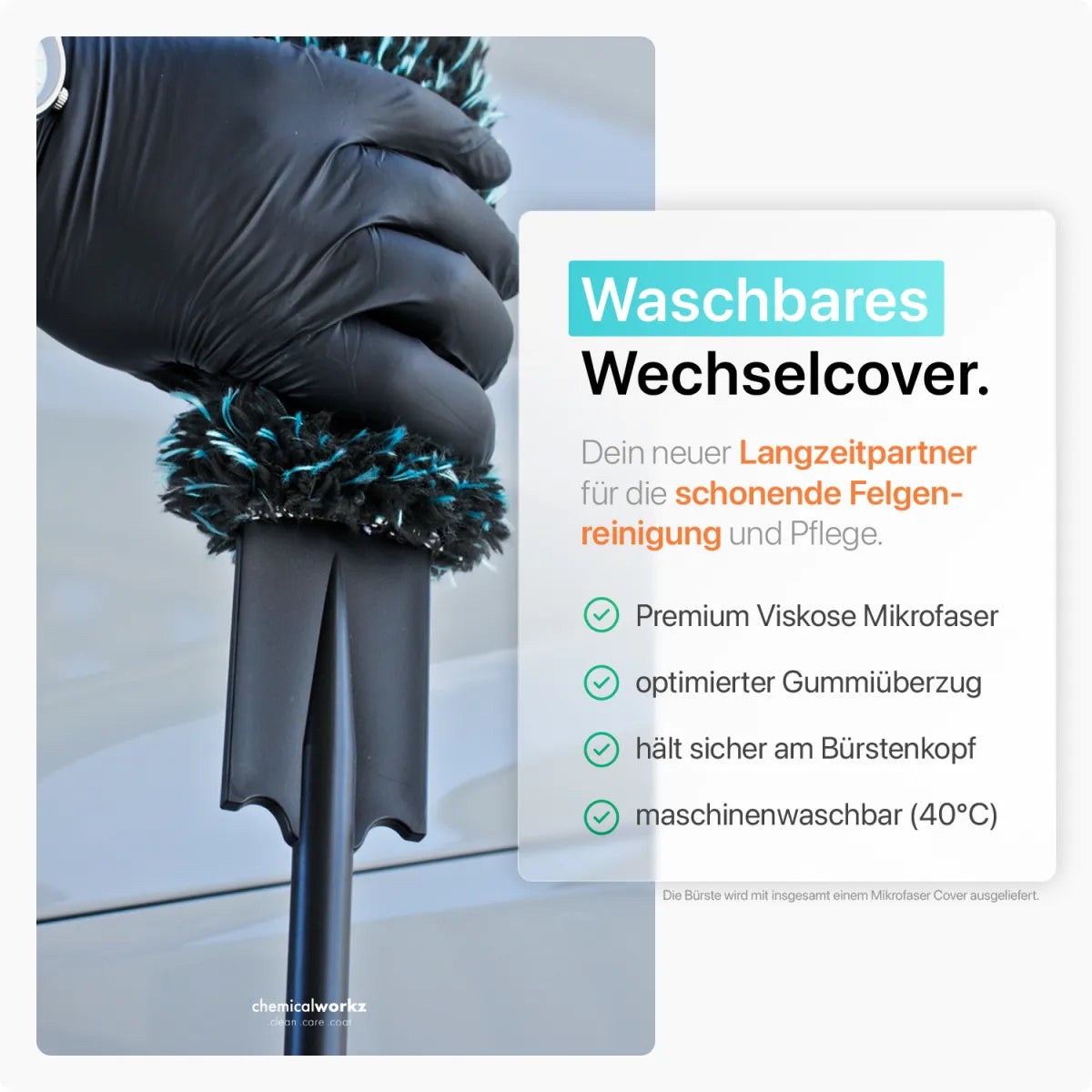 chemicalworkz Mikrofaser Wechselcover für Flat Wheel Brush