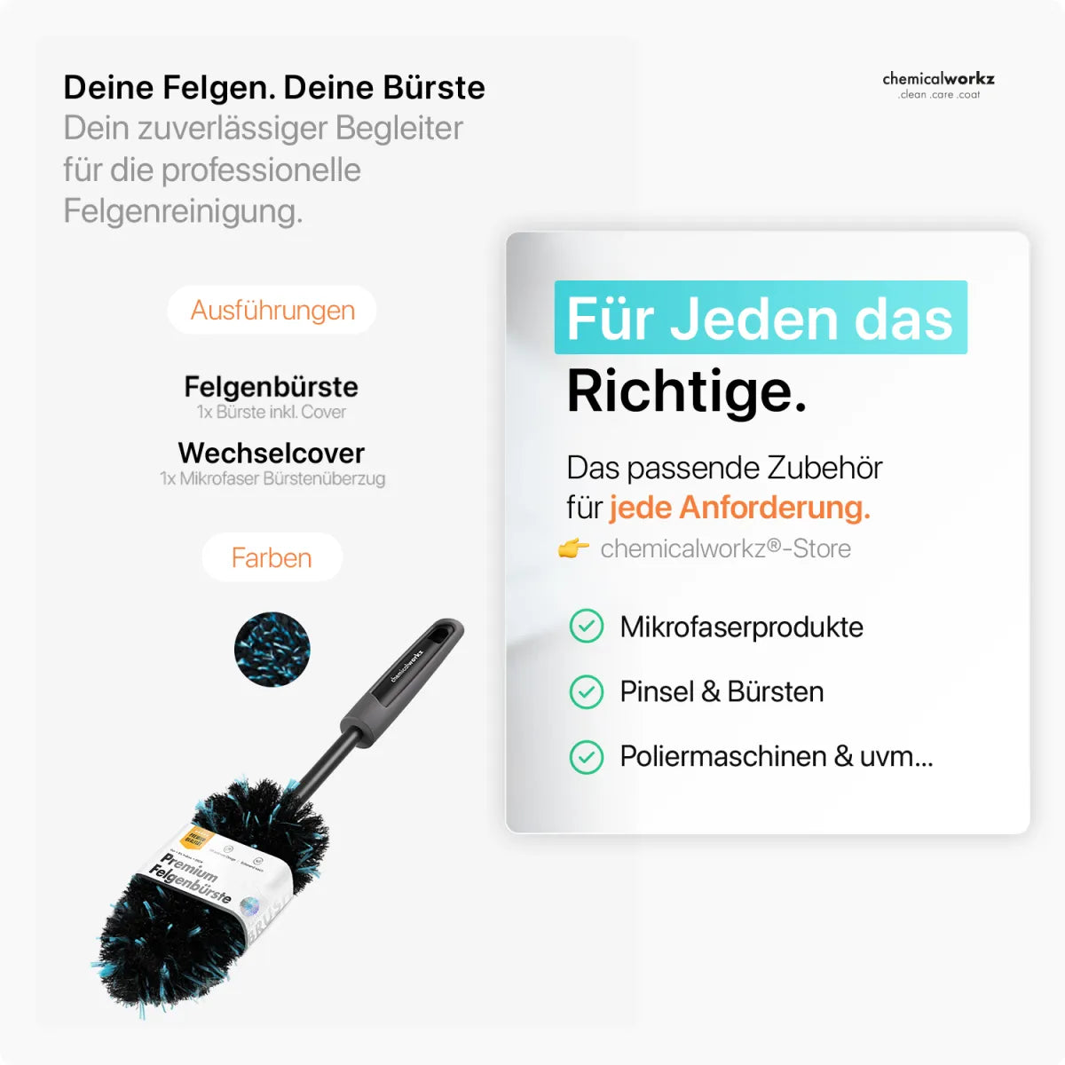 Flat Wheel Brush Cover Dark für Felgenreinigung