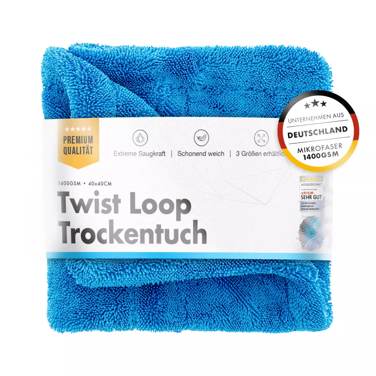 chemicalworkz Shark Twisted Loop Towel 1400GSM Blau Trockentuch 40x40cm
