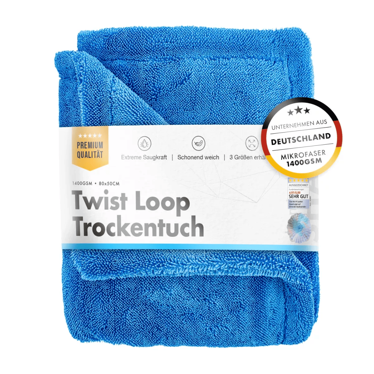 chemicalworkz Shark Twisted Loop Towel 1400GSM Blau Trockentuch 80x50cm