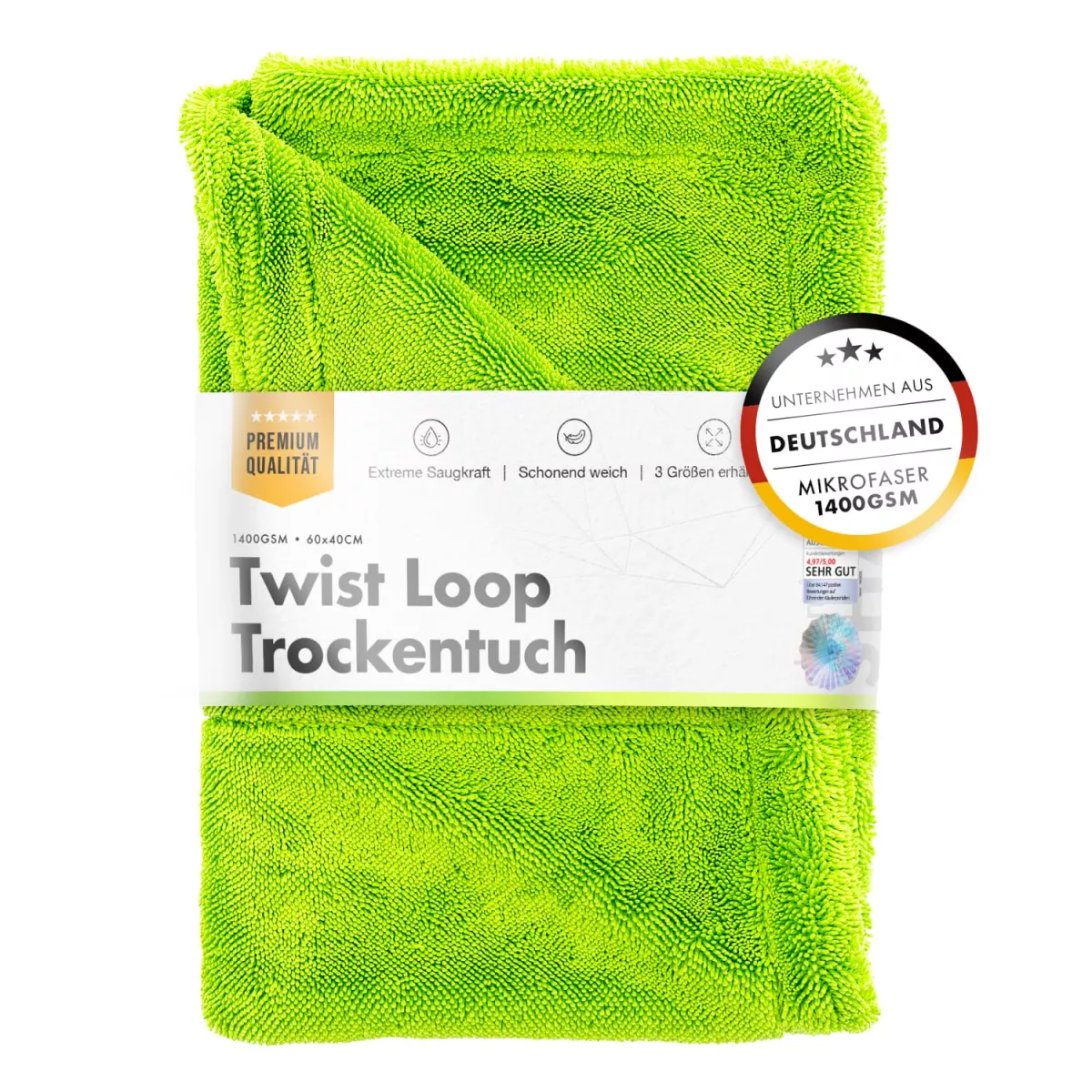 chemicalworkz Shark Twisted Loop Towel 1400GSM Grün Trockentuch 60x40cm