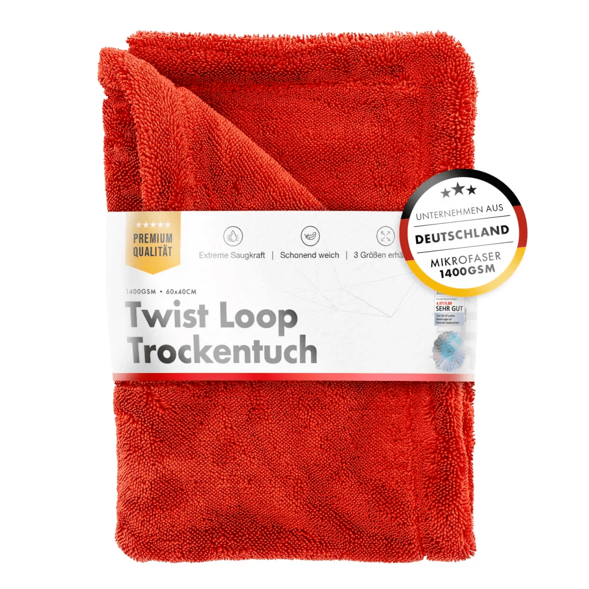 chemicalworkz Shark Twisted Loop Towel 1400GSM Rot Trockentuch 60x40cm