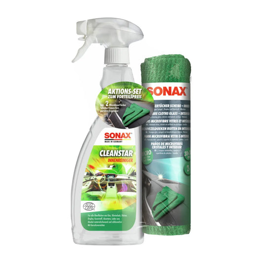 SONAX CleanStar mit MicrofaserTüchern Scheibe+Innen AktionsSet